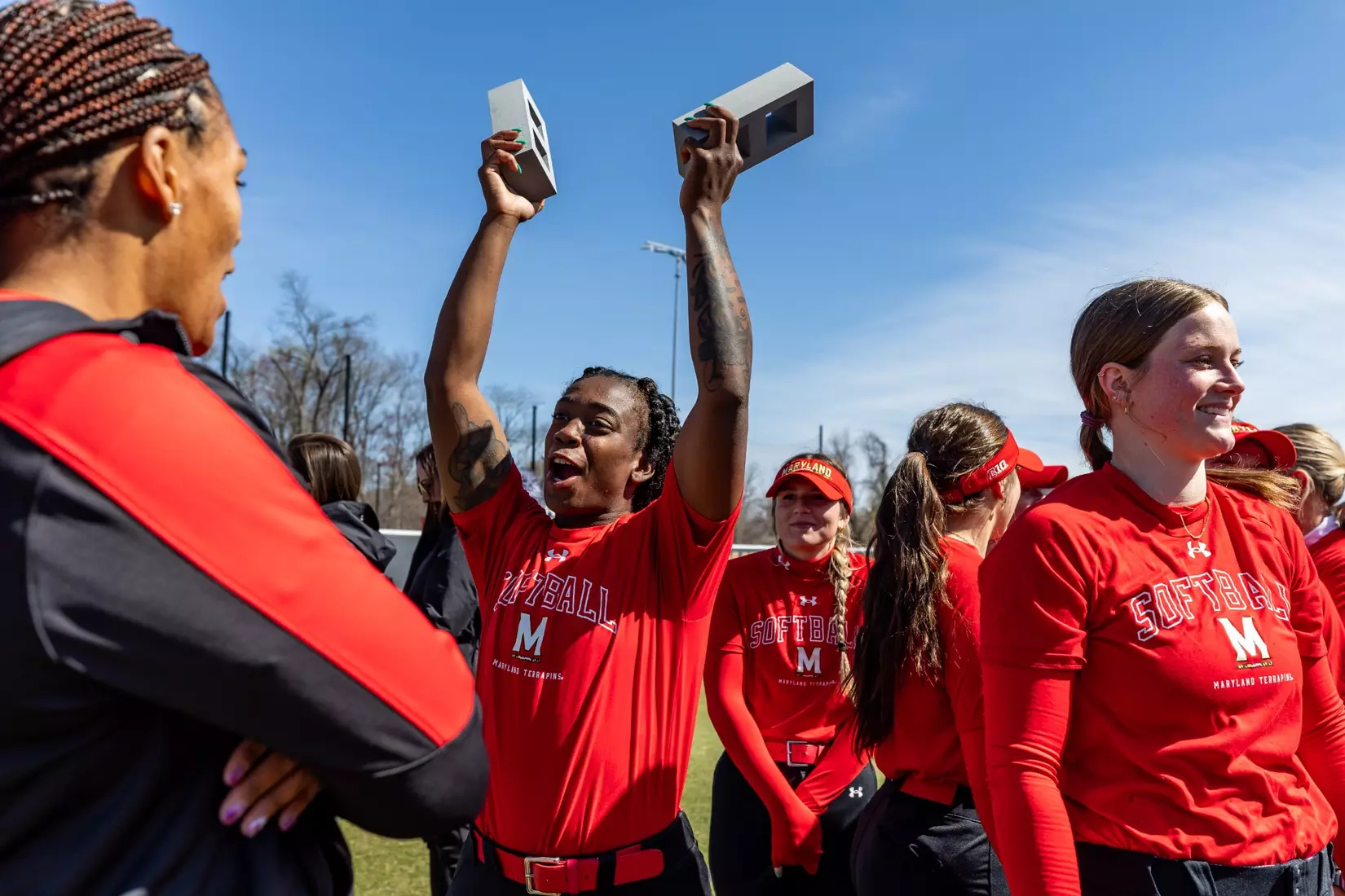 Maryland Softball breaks ground on their new indoor hitting facility at Softball Stadium in College Park, MD on Thursday, Mar. 21, 2024.
Mackenzie Miles/Maryland Terrapins