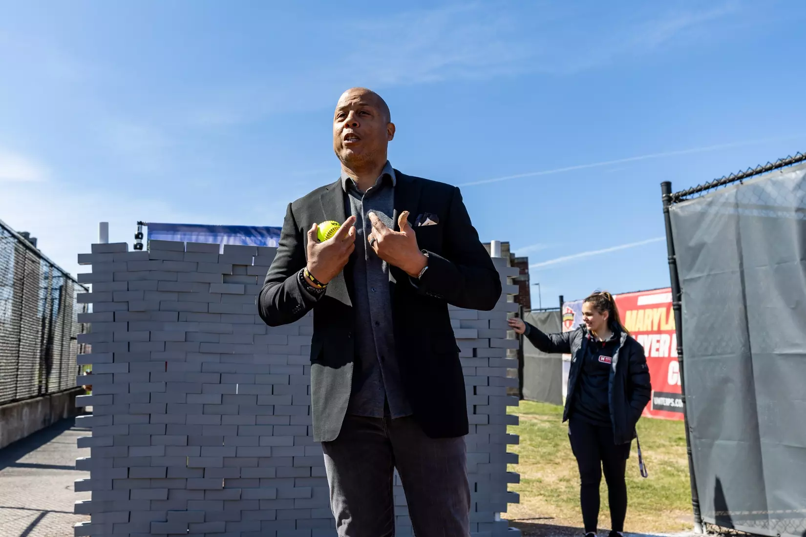Maryland Softball breaks ground on their new indoor hitting facility at Softball Stadium in College Park, MD on Thursday, Mar. 21, 2024.
Mackenzie Miles/Maryland Terrapins