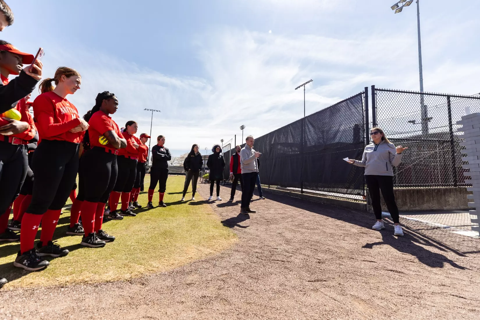 Maryland Softball breaks ground on their new indoor hitting facility at Softball Stadium in College Park, MD on Thursday, Mar. 21, 2024.
Mackenzie Miles/Maryland Terrapins