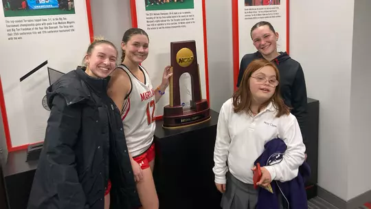 Emily Meyers touring the new Field Hockey and Lacrosse Complex