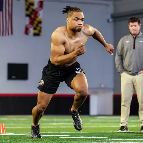 Beau Brade at Maryland's Pro Day workout in 2024