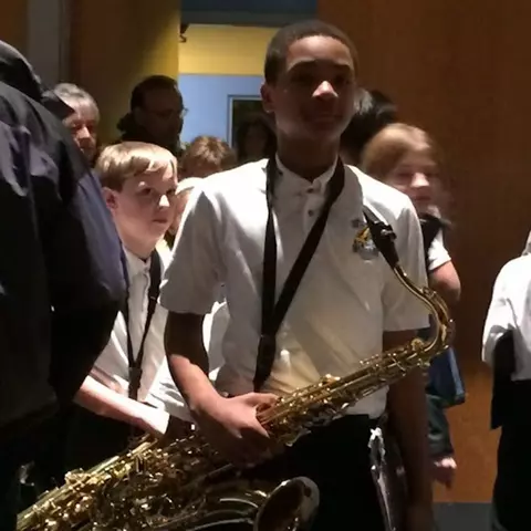 Beau Brade in middle school band