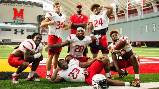 Javon Leake with Maryland's running back corps in 2018