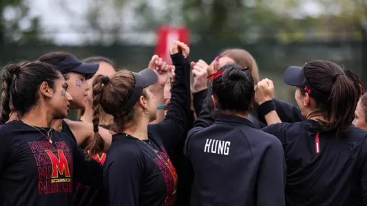 Maryland Women's Tennis Team Huddle Against Wisconsin
