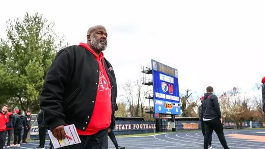Michael Locksley at Baltimore Day practice at Morgan State