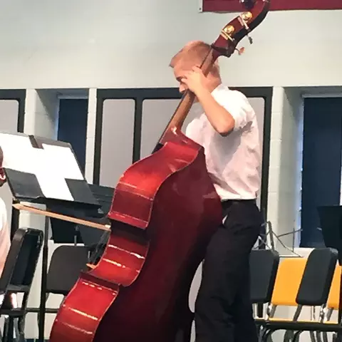 Sam Hojnar as a youth playing in jazz band