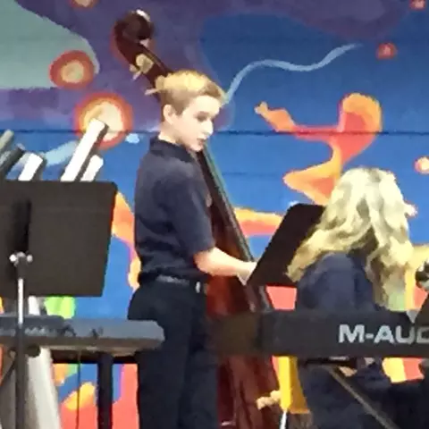 Sam Hojnar as a youth playing in jazz band
