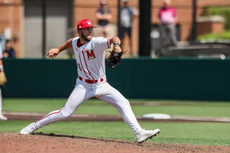 Pitcher Logan Berrier (0)
Maryland Baseball vs. Illinois Game 3 at Bob "Turtle" Smith Stadium in College Park, MD on Sunday, Apr. 28, 2024.
Chris Lyons/Maryland Athletics