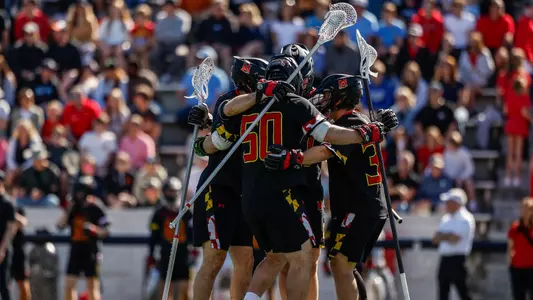 Terps team huddle on April 20