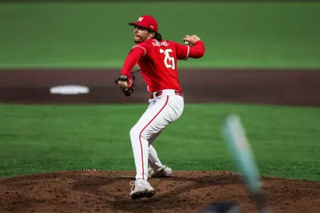 Right-Handed Pitcher Nate Haberthier (26)
Maryland Baseball vs. UMBC at the Bob "Turtle" Smith Stadium in College Park, MD on Wednesday April 3, 2024.
Allison Mize/Maryland Terrapins