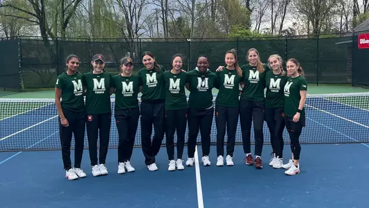 Maryland Women's Tennis in Green Mental Health Awareness Shirts