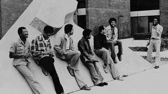 Michael Johnson with the Minority Student Organization in 1974