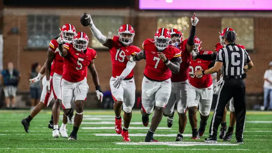 Maryland defense during night game in 2023