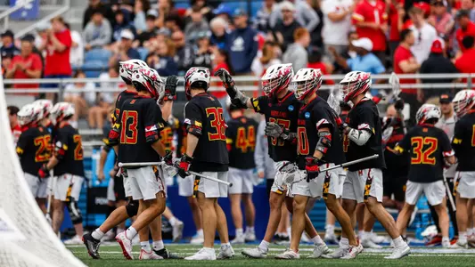 Men's Lacrosse Team Huddle vs. Duke