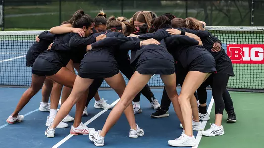 Maryland women's tennis Pre-match Huddle Against Wisconsin
