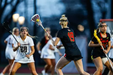 Attacker Maggie Weisman (19)
Maryland Women’s Lacrosse at Saint Joseph’s at Sweeney Field in Philadelphia, PA on Friday, Feb. 9, 2024.
Brieanna Andrews/Maryland Terrapins