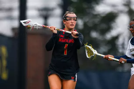 Midfielder Maisy Clevenger (1)
Maryland Women's Lacrosse at Michigan at U-M Lacrosse Stadium in Ann Arbor, MI on Saturday, Mar. 30, 2024.
Chris Lyons/Maryland Athletics