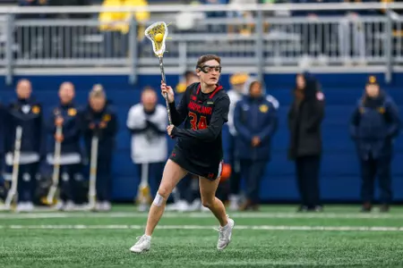 Attacker Kate Sites (34)
Maryland Women's Lacrosse at Michigan at U-M Lacrosse Stadium in Ann Arbor, MI on Saturday, Mar. 30, 2024.
Chris Lyons/Maryland Athletics