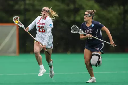 Defender Fallon George (26)
Maryland Women's Lacrosse in Round One of the NCAA Tournament against Robert Morris University at the Field Hockey and Women's Lacrosse Complex in College Park, MD on Friday May 10, 2024.
Allison Mize/Maryland Terrapins