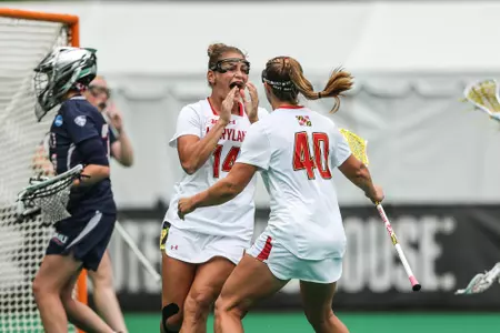 Midfielder Kori Edmondson (14), Attacker Hannah Leubecker (40)
Maryland Women's Lacrosse in Round One of the NCAA Tournament against Robert Morris University at the Field Hockey and Women's Lacrosse Complex in College Park, MD on Friday May 10, 2024.
Allison Mize/Maryland Terrapins