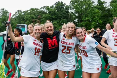 Attacker Chrissy Thomas (18), Defender Sophie Halus (25), Neve O’Ferrall
Maryland Women’s Lacrosse vs. Robert Morris in Round 1 of the NCAA Tournament at The Field Hockey and Lacrosse Complex in College Park, Md. on Friday, May. 10, 2024.
Brieanna Andrews/Maryland Terrapins