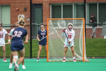 Goalkeeper Julia Hammerschlag (28)
Maryland Women's Lacrosse vs. Robert Morris in Round 1 of the NCAA Tournament at Field Hockey/Lacrosse Complex on May 10, 2024
Hyun Jo Choi/ University of Maryland Athletics