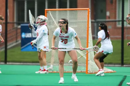 Defense Neve O'Ferrall (20)
Maryland Women's Lacrosse vs. Robert Morris in Round 1 of the NCAA Tournament at Field Hockey/Lacrosse Complex on May 10, 2024
Hyun Jo Choi/ University of Maryland Athletics