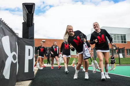 Midfielder Avery Bickell (3), Defender Fallon George (26) against James Madison in College Park, Md. on Sunday, May. 12, 2024. Brieanna Andrews/Maryland Terrapins