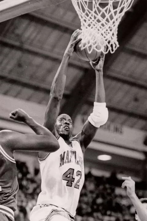 Walt Williams goes up for a dunk against Duke