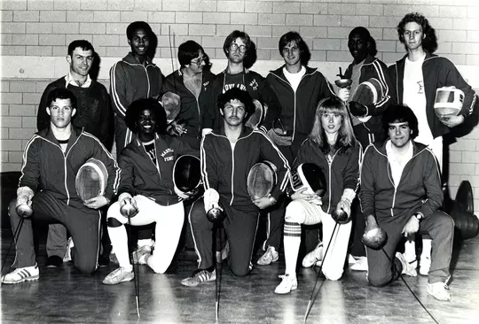 Steve Heck with the 1981 Maryland fencing club team