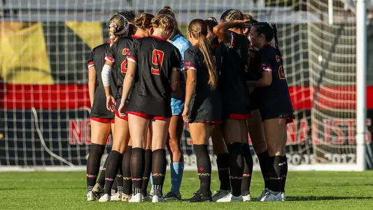 Team Huddle Before Match Against Rutgers