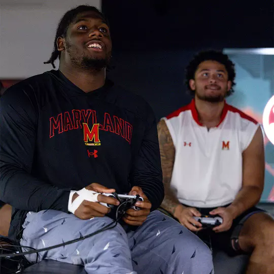 Maryland football student-athletes playing NCAA College Football 25