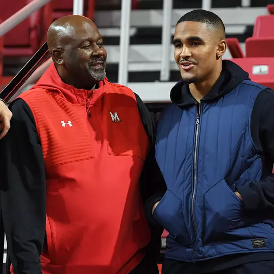 Michael Locksley with Jalen Hurts
