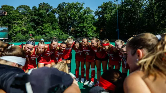 2024 Maryland Field Hockey team huddle