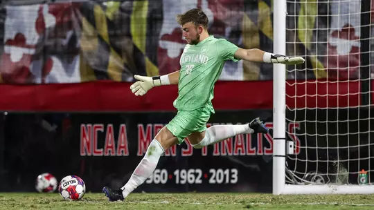 Laurin Mack Takes Goal Kick for Maryland
