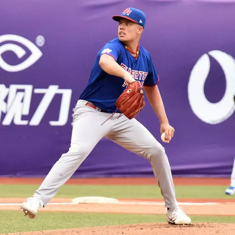 Omar Melendez playing for Puerto Rico in the U23 Baseball World Cup