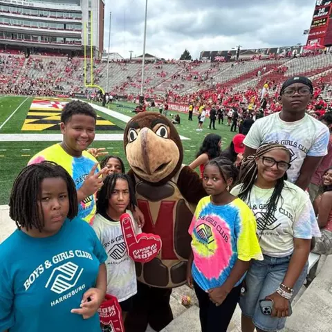 Testudo with the Harrisburg Boys and Girls Club