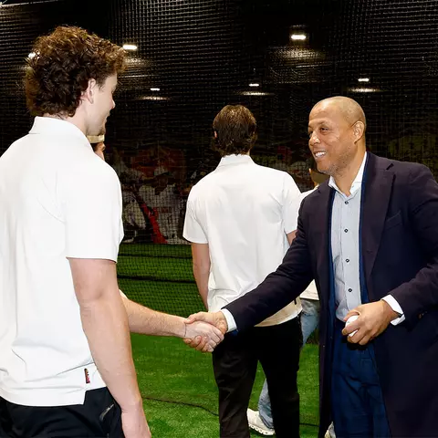 Damon Evans at the Stanley Bobb Baseball Performance Center opening