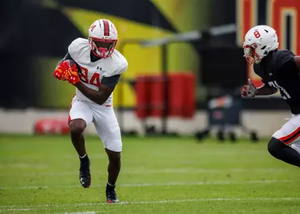 Wide Receiver Kaleb Webb (84)
Photos from Practice at Stephen M. Schanwald Outdoor Practice Fields at Jones-Hill House in College Park, MD on Tuesday, Oct. 14, 2025.
Dylan Davies/Maryland Terrapins