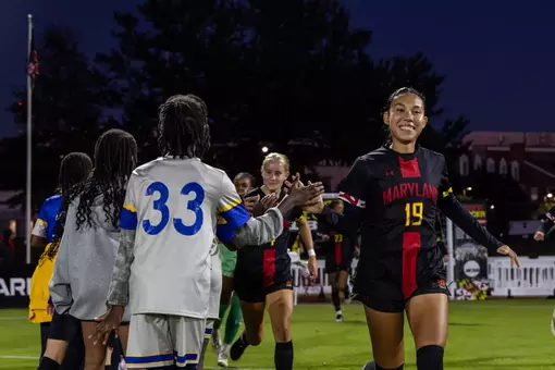 Midfielder Symone Jenson (19)
Maryland Women’s Soccer vs. Michigan at Ludwig Field in College Park, MD on Thursday Oct 16, 2025.
Rose Fernandes/ Maryland Athletics