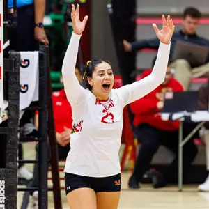 Duru Gökçen celebrates against Rutgers