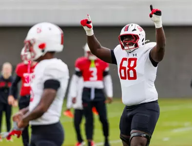 Offensive Lineman Carlos Moore (68)
Photos from Practice at Stephen M. Schanwald Outdoor Practice Fields at Jones-Hill House in College Park, MD on Wednesday, Oct. 22, 2025.
Grayson Belanger/Maryland Terrapins