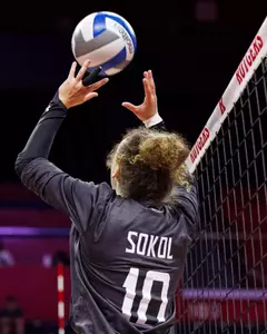 Setter Annika Sokol (10)
Maryland Terrapins Volleyball vs Rutgers Scarlet Knights at Jersey Mikes Arena in Piscataway, NJ on Friday, Oct. 3, 2025.
Grayson Belanger/Maryland Terrapins
