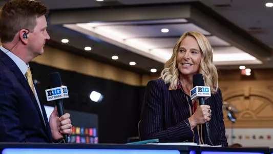Brenda Frese live on the Big Ten Network desk