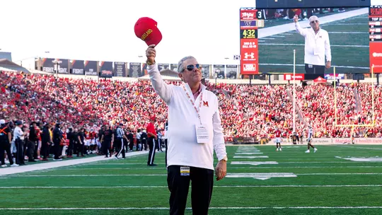 Steve Schanwald recognized during the Maryland-Washington football game