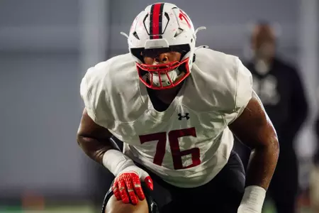 Offensive Line Rahtrel Perry (76)
Photos from Practice at Jones-Hill House Indoor Practice Field in College Park, MD on Thursday, Oct. 9, 2025.
Dylan Davies/Maryland Terrapins