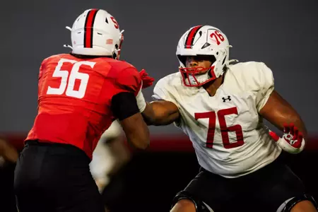 Offensive Line Rahtrel Perry (76)
Photos from Practice at Jones-Hill House Indoor Practice Field in College Park, MD on Thursday, Oct. 9, 2025.
Dylan Davies/Maryland Terrapins