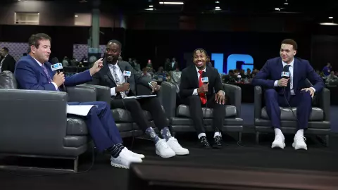 David Coit and Elijah Saunders at 2025-26 Men's Basketball Big Ten Media Day