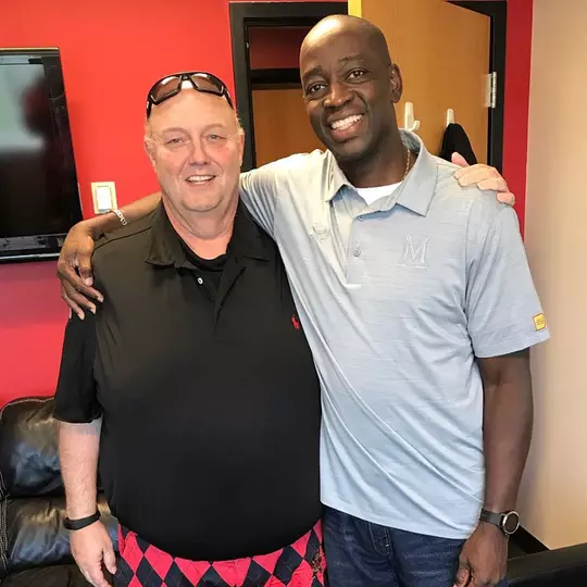 Marcos Bronfman ’81 with Maryland track head coach Andrew Valmon