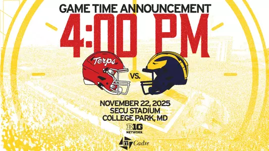 Maryland vs. Michigan football 2025 game time announcement graphic